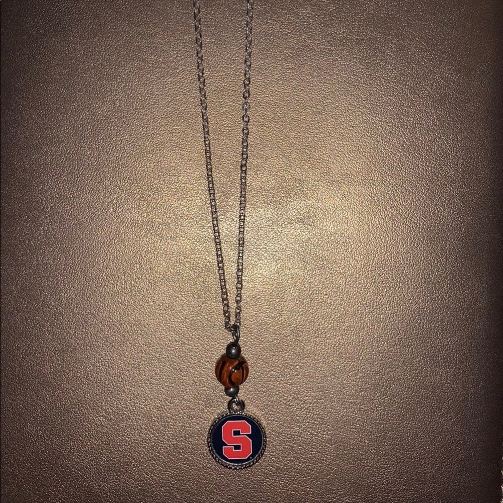 Silver Syracuse Basketball Necklace